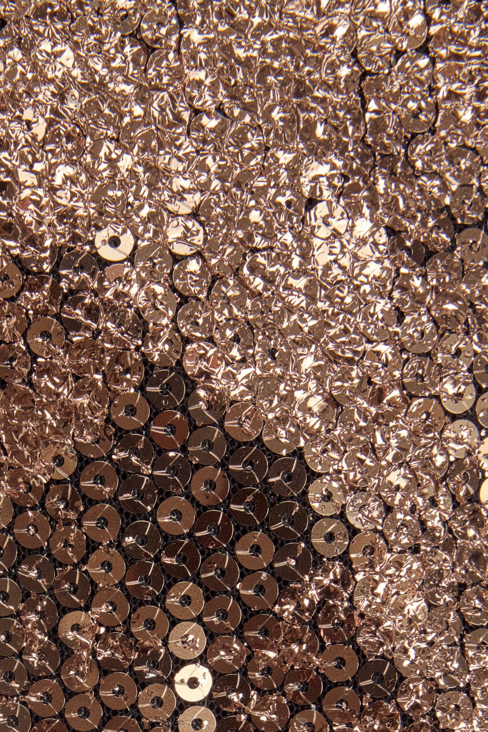 Embellished Straight-Neck Maxi Dress in Black Gold Foil - Image 4