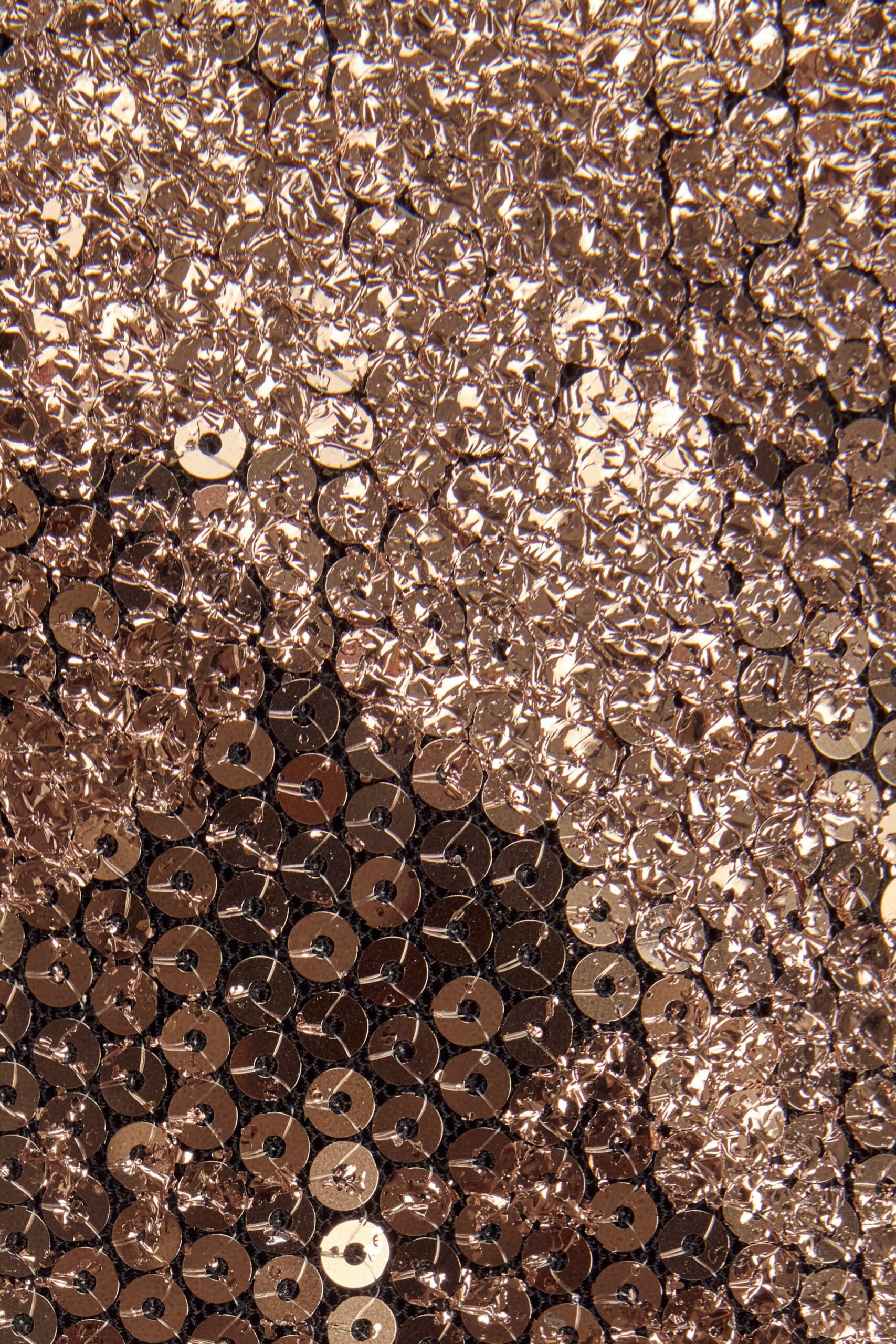 Embellished Corset A-line Mini Dress in Black Gold Foil - Image 5