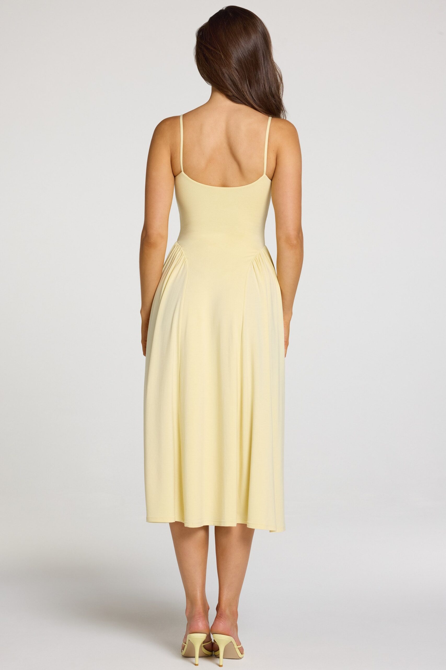 Modal Lace-Trim Midaxi Dress in Pastel Yellow - Image 3