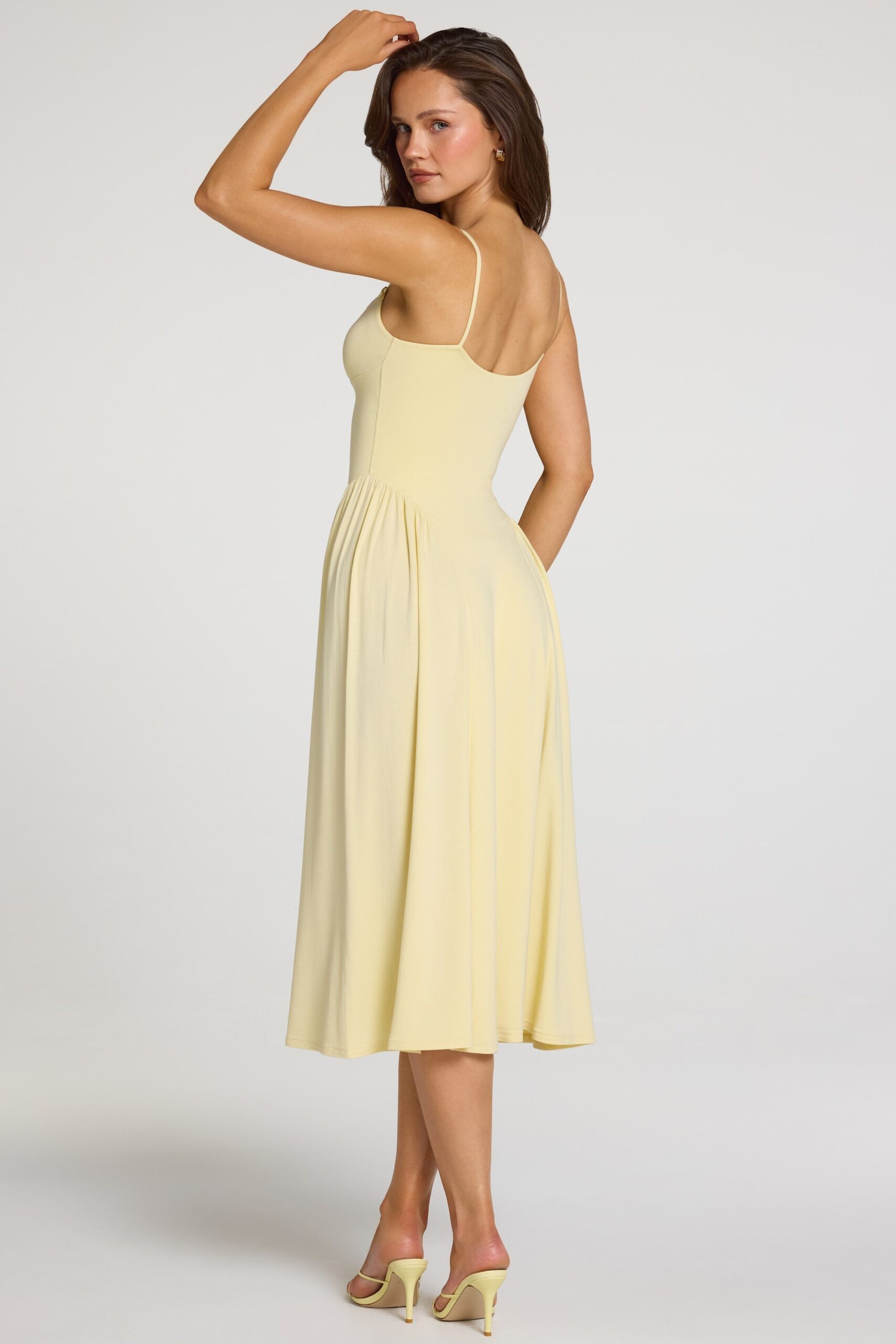 Modal Lace-Trim Midaxi Dress in Pastel Yellow - Image 2